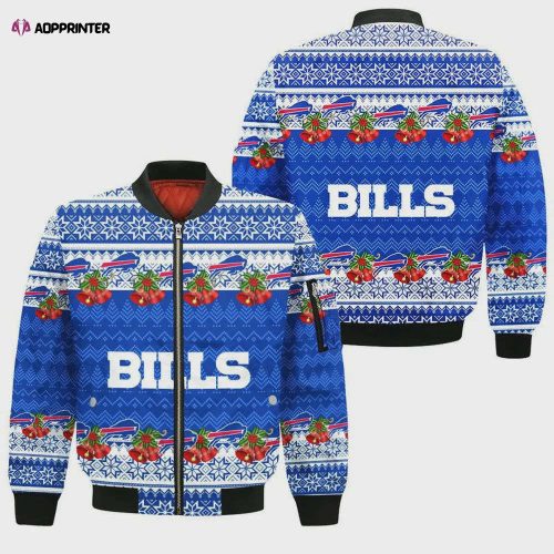 Buffalo Bills Xmas Mickey Pattern Bomber Jacket- Navy