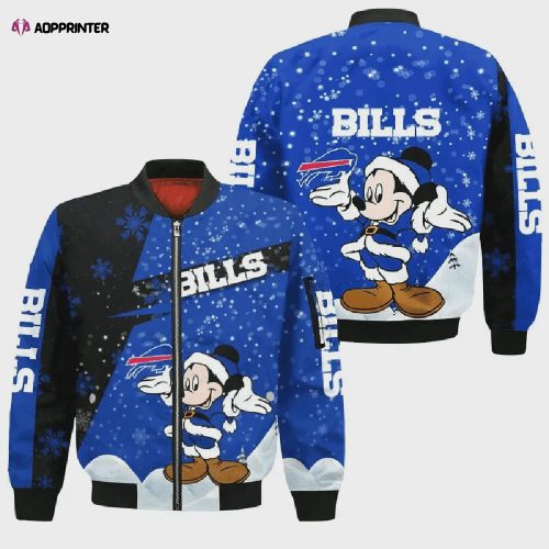 Buffalo Bills Xmas Decor Pattern Bomber Jacket- Blue