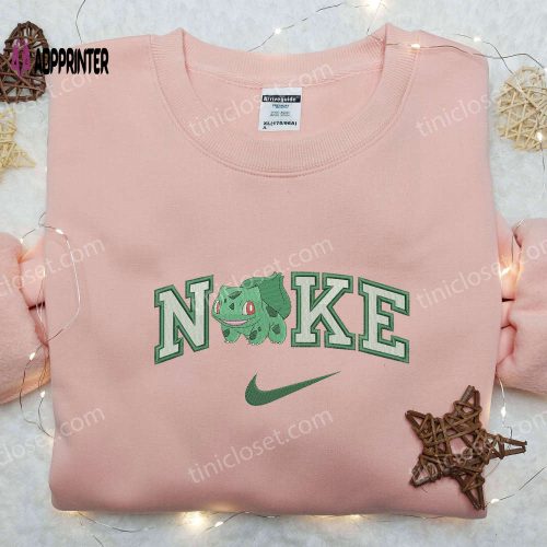 Custom Bulbasaur x Nike Embroidered Shirt – Pokemon Inspired Nike Tee