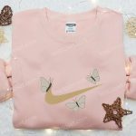 Nike Inspired Embroidered Shirt & Hoodie Set: Butterflies x Swoosh Custom Nike Tee