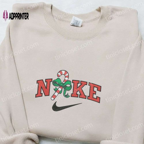 Candy Cane x Nike Christmas Embroidered Sweatshirt & Cartoon Shirt: Best Christmas Gift Ideas