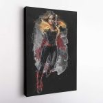 Captain Marvel Poster Marvel Comics Art Canvas Wall Art Print Home Decor Framed Poster Gift for Kids