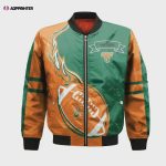 Carolina Panthers Bomber Jacket 3D Printed Flame Ball Pattern