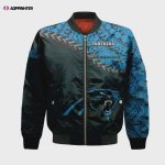 Carolina Panthers Bomber Jacket 3D Printed Grunge Polynesian Tattoo