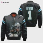 Carolina Panthers Cam Newton Pattern Bomber Jacket – Black