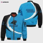 Carolina Panthers Curve Pattern Bomber Jacket – Blue Black