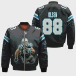 Carolina Panthers Greg Olsen Pattern Bomber Jacket – Black