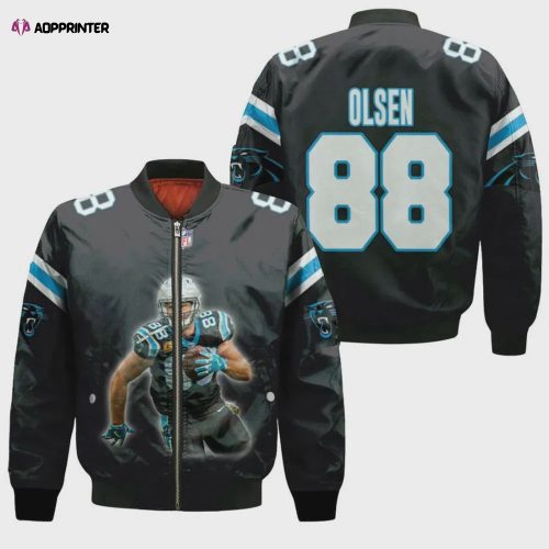 Carolina Panthers Heart ECG Line Pattern Bomber Jacket – Blue Black