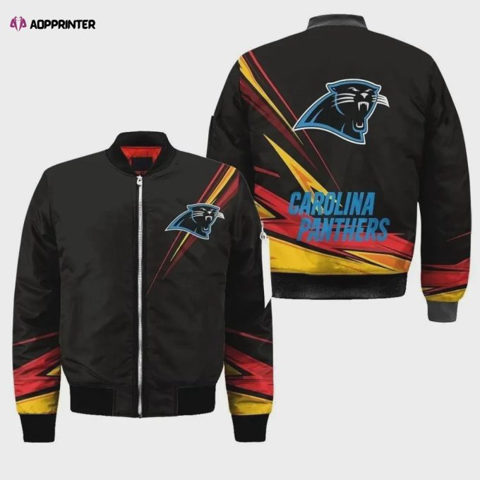 Carolina Panthers Pattern Bomber Jacket – Black