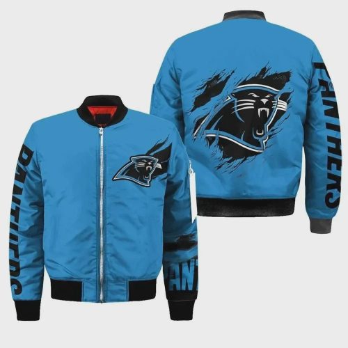 Carolina Panthers Pattern Bomber Jacket – Blue