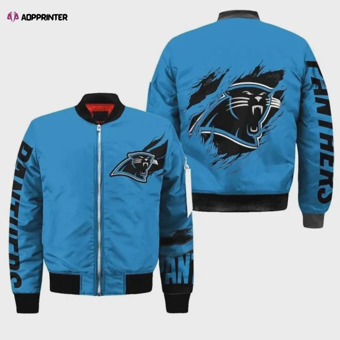 Carolina Panthers Pattern Bomber Jacket – Blue