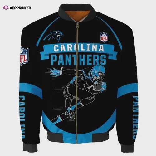 Carolina Panthers Ultra-Balls Pattern Bomber Jacket – Blue Grey