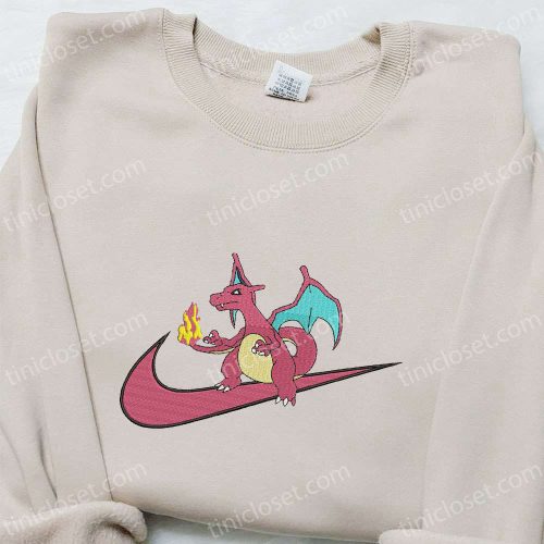 Charizard x Nike Anime Sweatshirt: Embroidered Pokemon & Nike Inspired Shirt