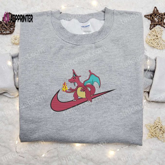 Charizard x Nike Anime Sweatshirt: Embroidered Pokemon & Nike Inspired Shirt