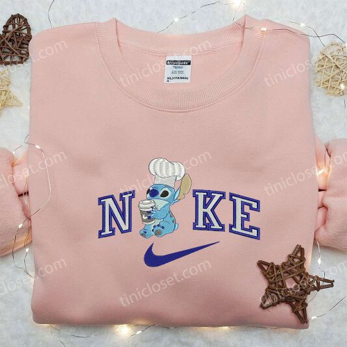 Nike Chef Stitch Embroidered Sweatshirt – Lilo & Stitch Cartoon Shirt Nike Inspired