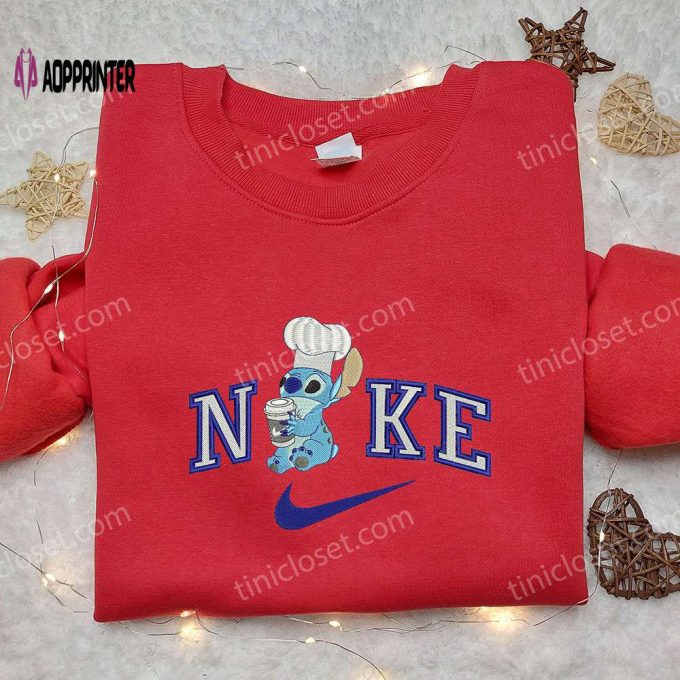 Nike Chef Stitch Embroidered Sweatshirt – Lilo & Stitch Cartoon Shirt Nike Inspired