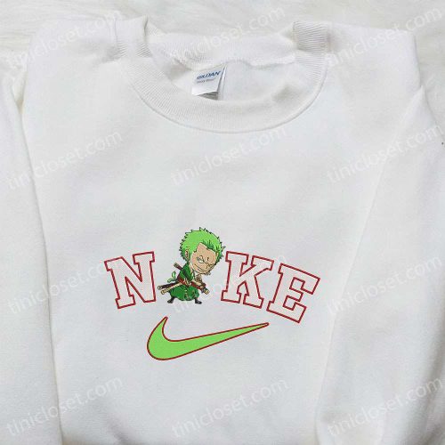 Chibi Roronoa Zoro x Nike Anime Embroidered Sweatshirt: One Piece & Nike Inspired Hoodie