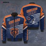 Chicago Bears 3D Logo Pattern Bomber Jacket – Blue And Orange