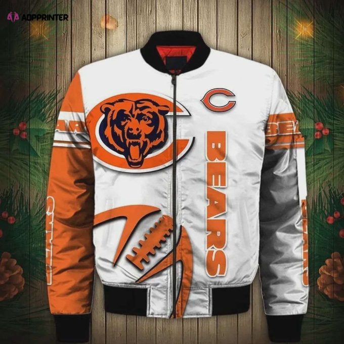 Chicago Bears Bear Pattern Bomber Jacket – Orange And White