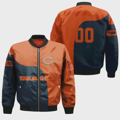 Chicago Bears Bomber Jacket 3D Printed Curve Style Custom Text And Number