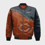 Chicago Bears Bomber Jacket 3D Printed Grunge Polynesian Tattoo