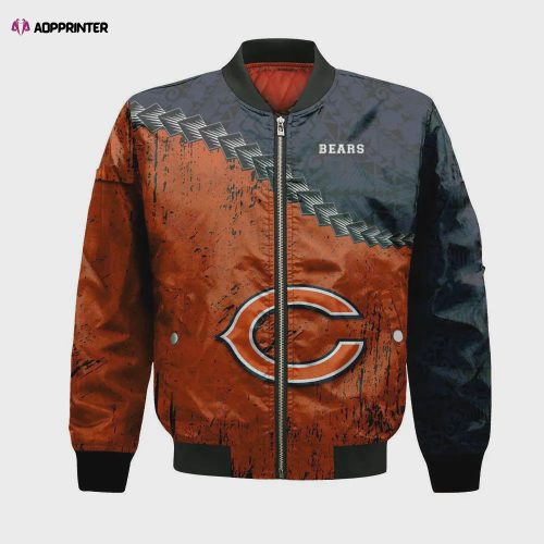 Chicago Bears Camo Logo Pattern Bomber Jacket – Black And Gray