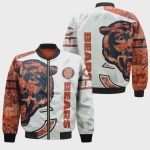 Chicago Bears Pattern Bomber Jacket – White And Orange