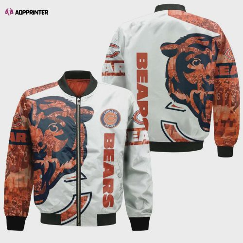 Chicago Bears Pattern Bomber Jacket – White And Orange