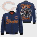 Chicago Bears Players Logo Pattern Bomber Jacket – Navy Blue