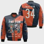 Chicago Bears Walter Payton Pattern Bomber Jacket – Orange And Dark Blue