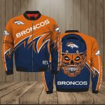 Chicago Bears With Skull Pattern Bomber Jacket – Orange And Navy Blue