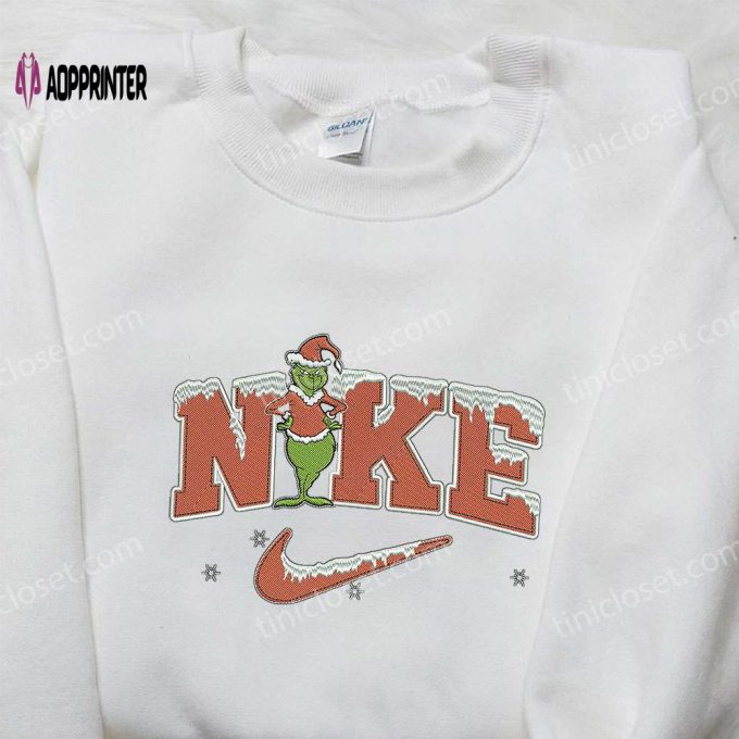 Christmas Grinch x Nike Embroidered Shirt – Best Family Christmas Gift