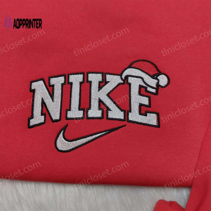 Christmas Santa Hat Nike Embroidered Shirt & Hoodie: Perfect Christmas Gifts for Family