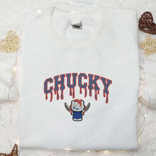 Chucky Kitty Embroidered Sweatshirt: Halloween Hoodie Perfect Family Gifts