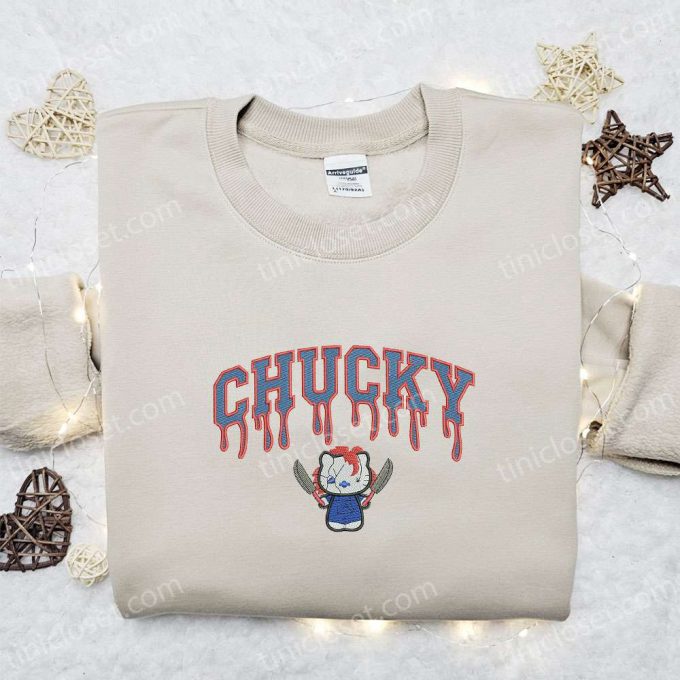 Chucky Kitty Embroidered Sweatshirt: Halloween Hoodie Perfect Family Gifts