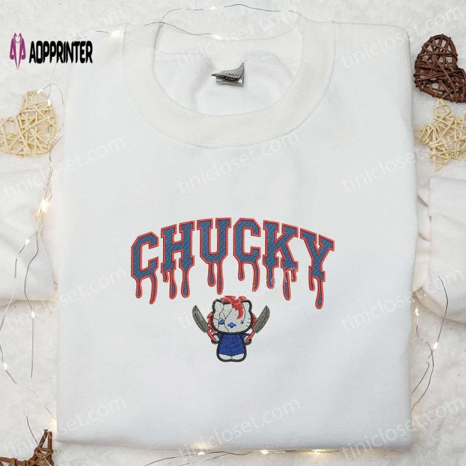 Chucky Kitty Embroidered Sweatshirt: Halloween Hoodie Perfect Family Gifts