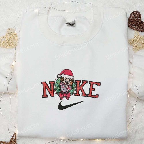 Chucky Laurel Wreath x Nike Christmas Embroidered Sweatshirt – Best Cartoon Shirt for Christmas Gift