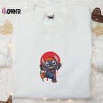 Chucky x Stitch Embroidered Sweatshirt: Disney Halloween Hoodie Best Gifts for Family