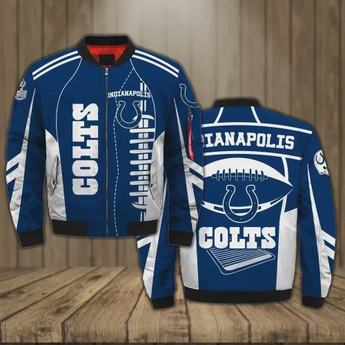 Cianapolis Colts Steel Logo Pattern Bomber Jacket – Navy Blue