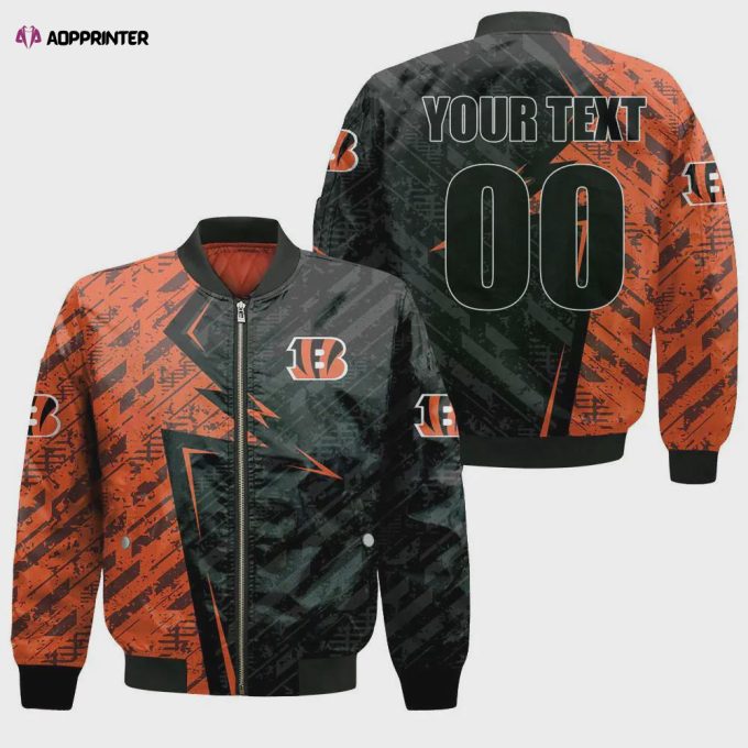 Cincinnati Bengals Bomber Jacket 3D Printed Abstract Pattern Sport Custom Text And Number