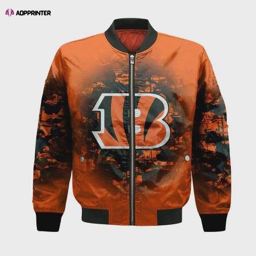 Cincinnati Bengals Camo Pattern Bomber Jacket – Black And Gray