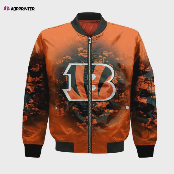 Cincinnati Bengals Bomber Jacket 3D Printed Camouflage Vintage