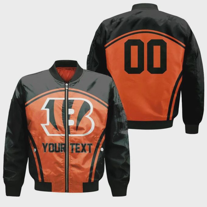 Cincinnati Bengals Bomber Jacket 3D Printed Custom Text And Number Curve Style Sport