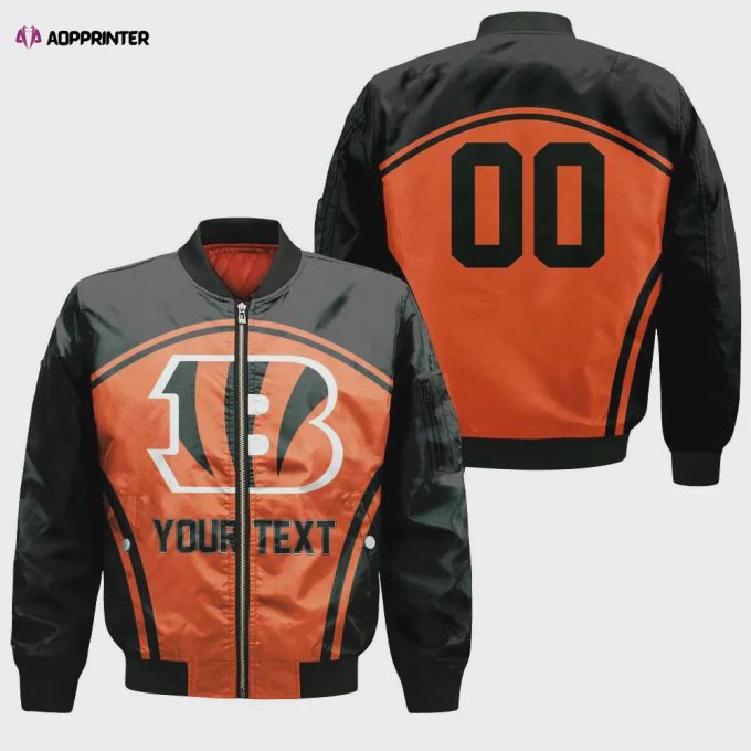 Cincinnati Bengals Bomber Jacket 3D Printed Custom Text And Number Curve Style Sport