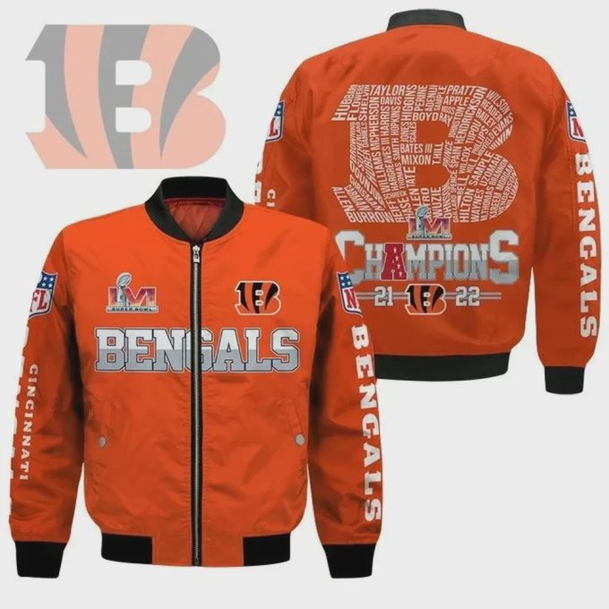 Cincinnati Bengals Logo Pattern Bomber Jacket – Orange