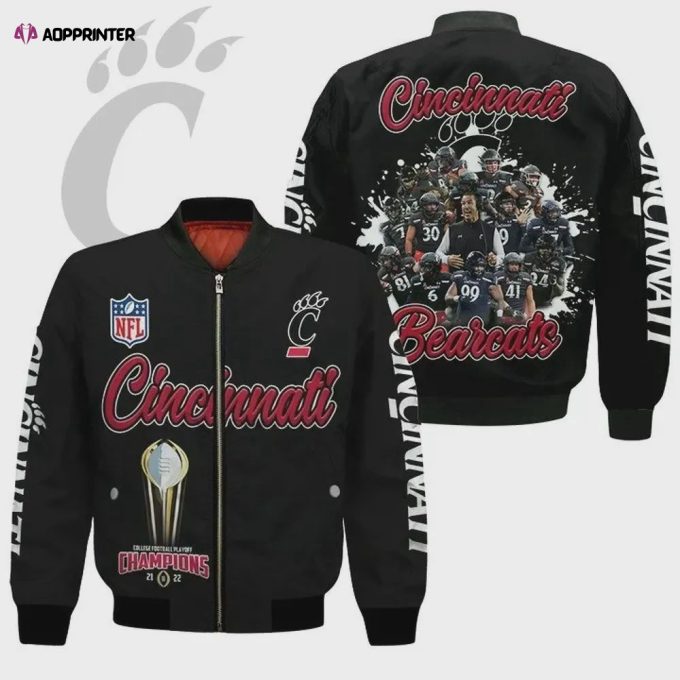 Cincinnati Bengals Players Pattern Bomber Jacket – Black