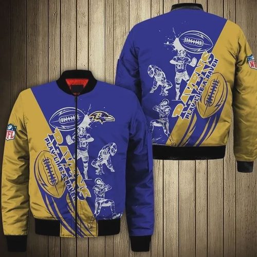 Cincinnati Bengals Players Pattern Bomber Jacket – Yellow And Blue