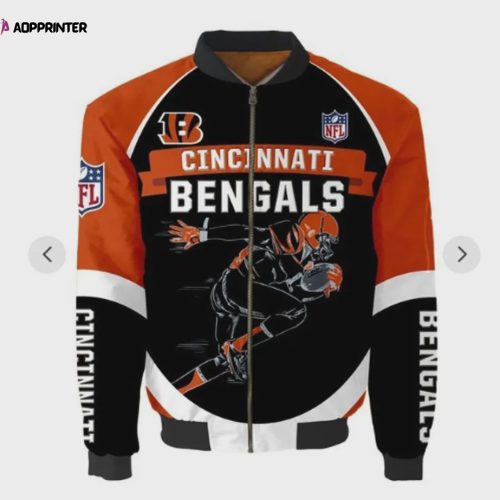 Cincinnati Bengals Players Pattern Bomber Jacket – Yellow And Blue