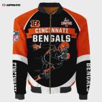 Cincinnati Bengals Running Man Pattern Bomber Jacket – Black And Orange