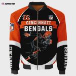 Cincinnati Bengals Team Logo Pattern Bomber Jacket – Orange And Black